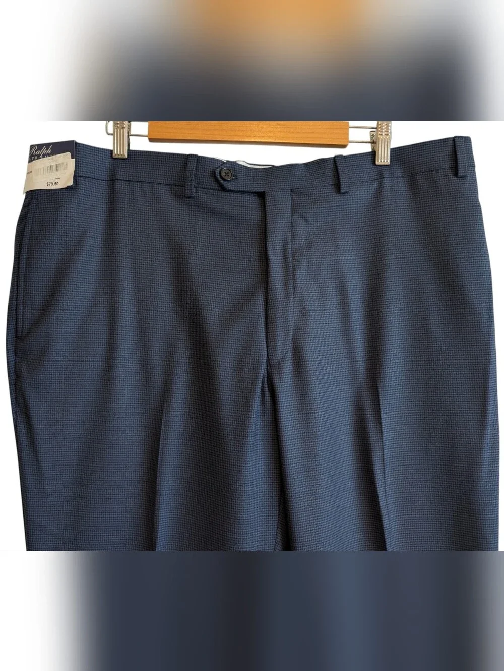 Ralph Lauren The Comfort Flex Pant Flat Front Dress Pants 42Wx30L Blue Black